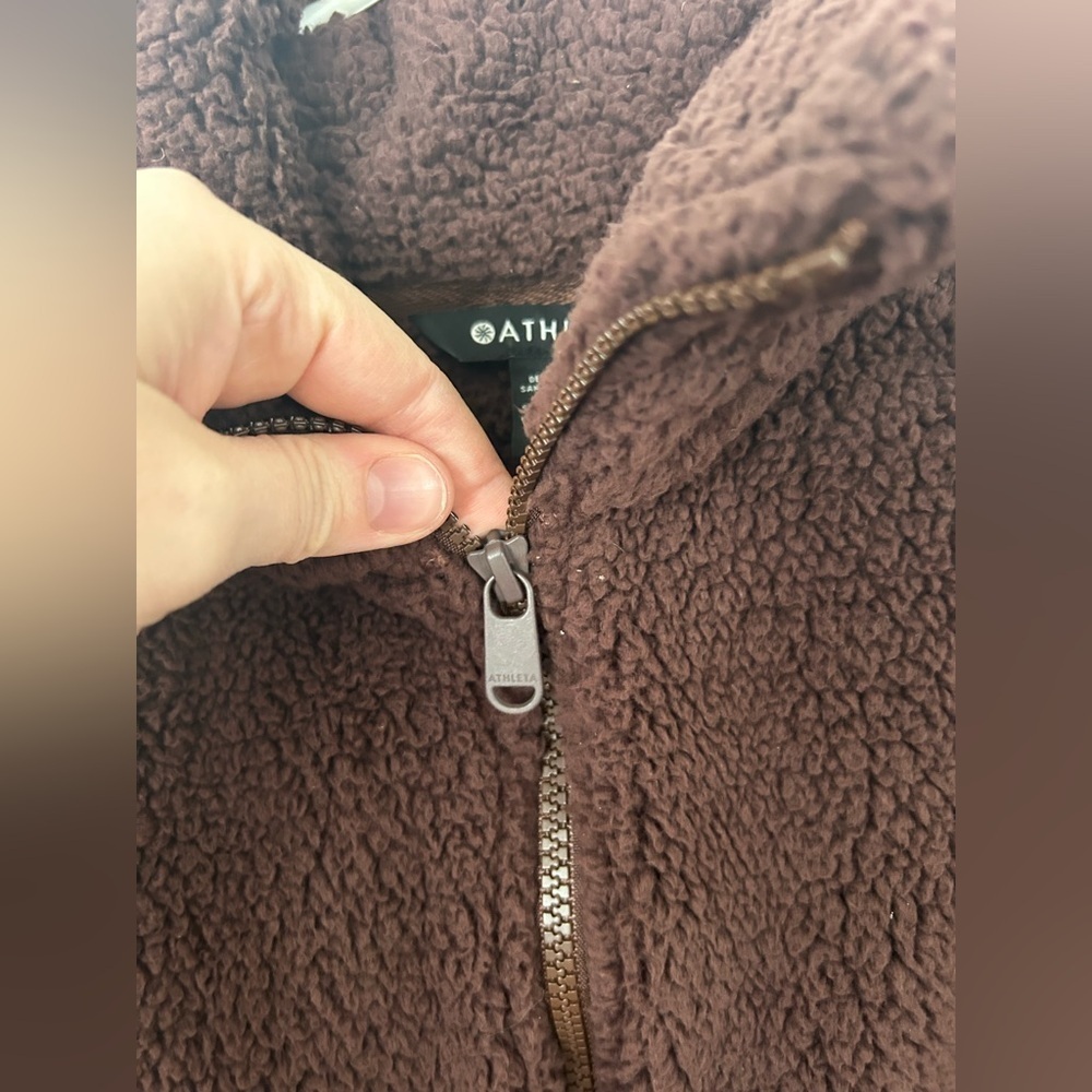Athleta Coat Womens M Brown Full Zip Sherpa Tugga Jacket - Picture 5 of 12
